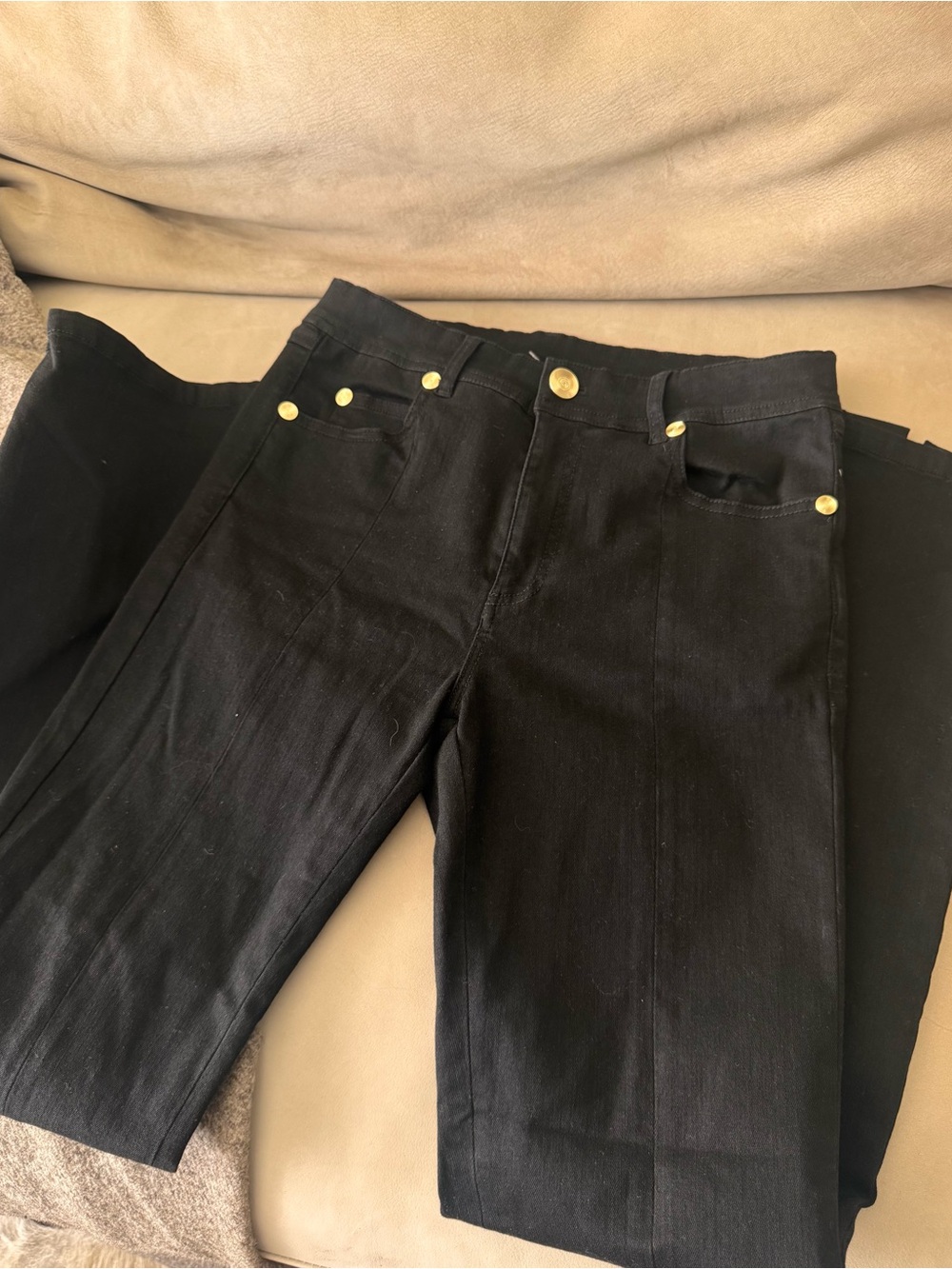 Sale‼️Chanel Black Denim boot cut slit waist 38